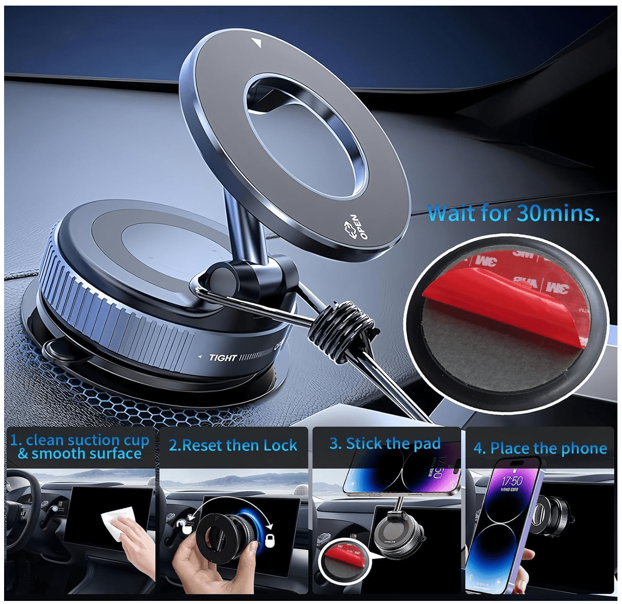 VIKY Magnetic Mobile Holder with Vacuum Suction - Image 2