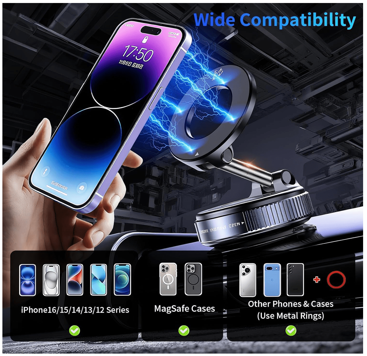 VIKY Magnetic Mobile Holder with Vacuum Suction - Image 3